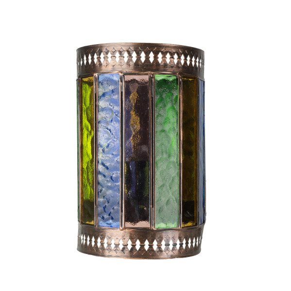 Aplique Artesanal Casablanca 1xe27 Marron/colores 25x16d