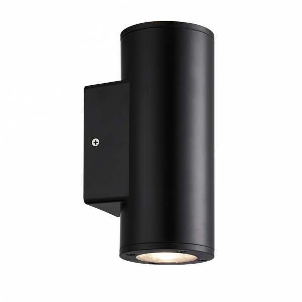 Aplique Exterior Yopol 2xgu10 Negro Cilindro Policarbonato 18,6x7,6x9,9 Cm Ip54
