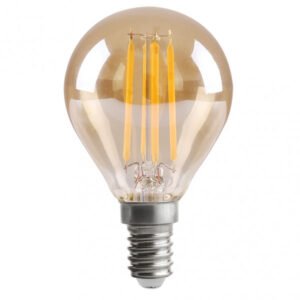 Bombilla Filamento Esferica 7x4,5d 4w 380lm E14  Ambar 2700k