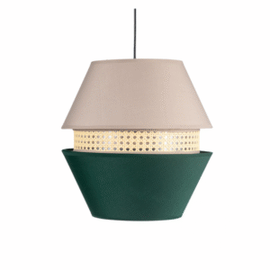 Colgante 3 Pantallas Trajano1xe27 Verde/ Beige  Regx35x35 Cm