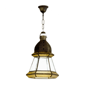 Colgante Grande 1xe27 Ambarina Cuero/ambar Regx30x30 Cm