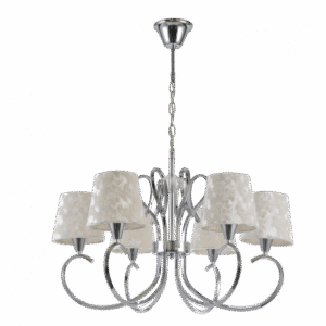 Lampara Cancun 6xe14 Cromo Pantalla Blanca 98x62x62 Cm