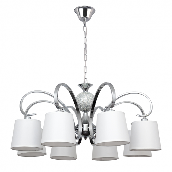 Lampara Concordia 8xe14 Cromo Pantalla Blanca 50-70x78d