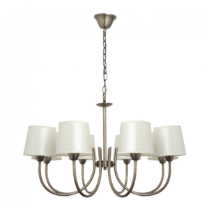 Lampara Guadalajara 8xe14 Cuero Pantalla Beis