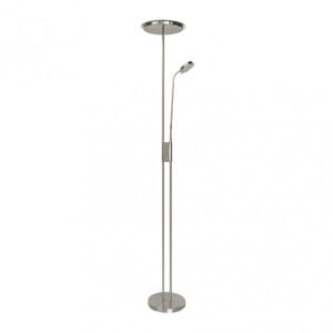 Pie De Salon Antares 20w+7w 4000k  C/lector  Niquel 183x25x25 Cm Tactil c/reg.Intensidad Y Memoria