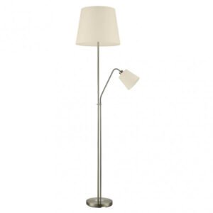 Pie De Salon Arturo 1xe27+1xe14 C/lector Cuero C/pant Beig 1,8m