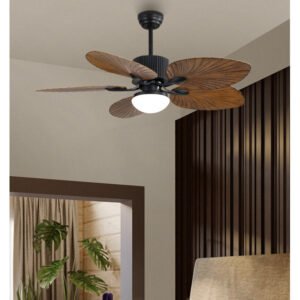 Ventilador Dc 26w Colla Negro 5 Aspas Marron 132cm 6 Velocidades 2950lm Remoto Temporizador Memoria 25