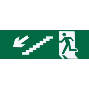 Adhesivo Salida Emergencia Escalera Izquierda Bajada 6,5x20 Cm