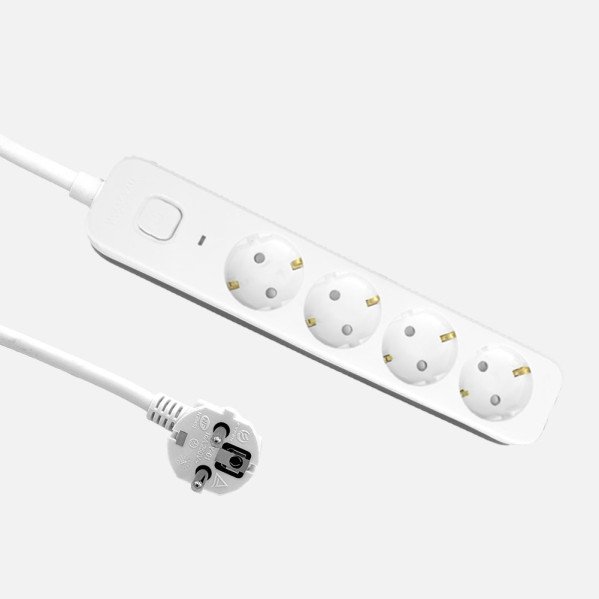 Alargadera Dalton C/cable 1,5m 3gx1,5mm Blanco/gris 4enchufes+interruptor,prtotecc.para Niños, Indicador Luminoso 4x5x25cm
