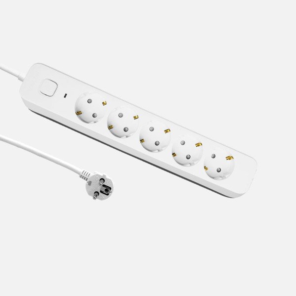 Alargadera Dalton C/cable 1,5m 3gx1,5mm Blanco/gris 5enchufes+interruptor,prtotecc.para Niños, Indicador Luminoso 4x5x31cm