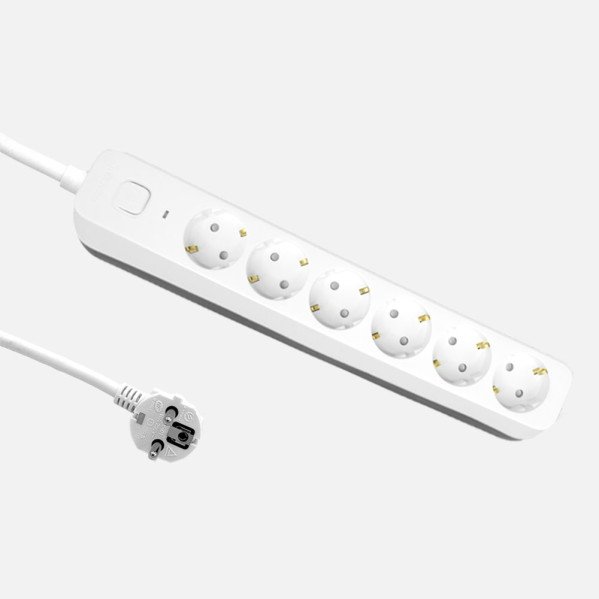 Alargadera Dalton C/cable 3m 3gx1,5mm Blanco/gris 6enchufes+interruptor,prtotecc.para Niños, Indicador Luminoso 4x5x33cm