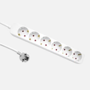 Alargadera Florey Cable 3m 3gx1,5mm2, 6enchufes Blanco 4x4x29cm