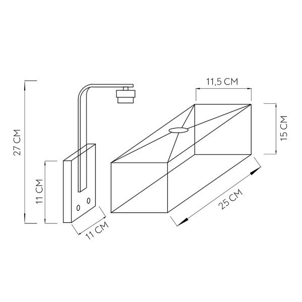 Aplique 1xE27 Y Puerto Usb Agatha Cromo/Pan.blanca 27x25x15cm Con interruptor