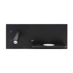 Aplique 2+8w 4000k Velazquez Izqdo Negro Usb+qi 130lm Doble Encendido 14x35x14 Cm