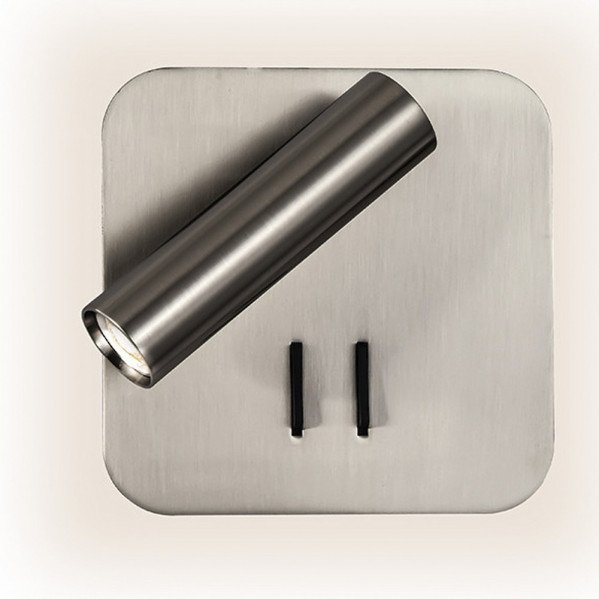 Aplique 2+6w 4000k Manet Cuadrado Niquel 130lm Doble Encendido 14x14x12 Cm