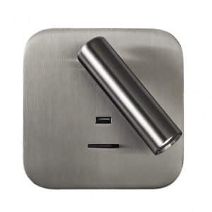 Aplique 3w 4000k Giotto Cuadrado Niquel Puerto Usb 150lm C/interruptor 14x14x12cm Orientb