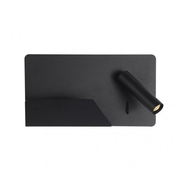 Aplique 3w 4000k Miguel Angel Dcho Negro C/usb Y Estante 150lm 16x28x12 Cm Orientable