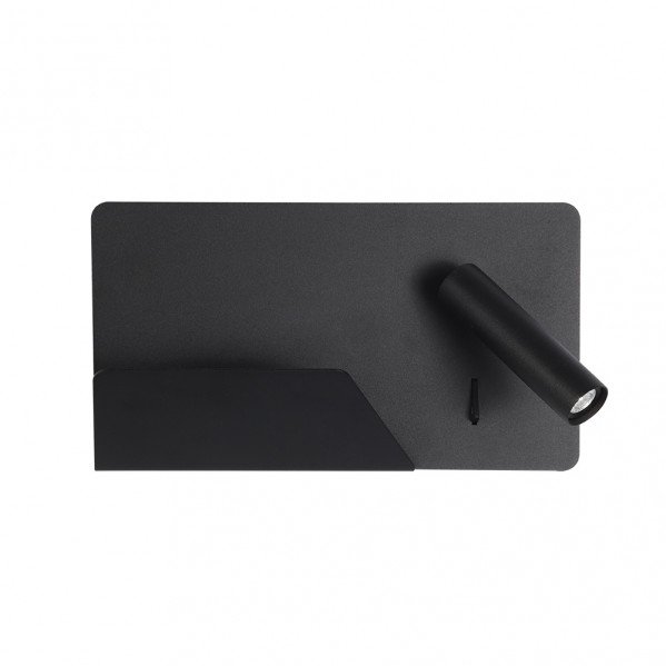 Aplique 3w 4000k Miguel Angel Dcho Negro C/usb Y Estante 150lm 16x28x12 Cm Orientable