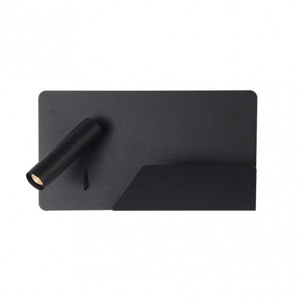 Aplique 3w 4000k Miguel Angel Izqdo Negro C/usb Y Estante 150lm 16x28x12 Cm Orientable