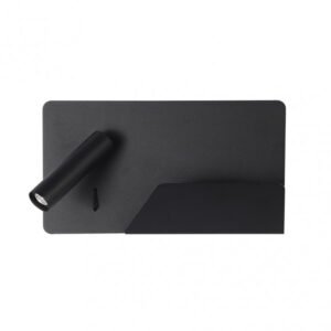 Aplique 3w 4000k Miguel Angel Izqdo Negro C/usb Y Estante 150lm 16x28x12 Cm Orientable