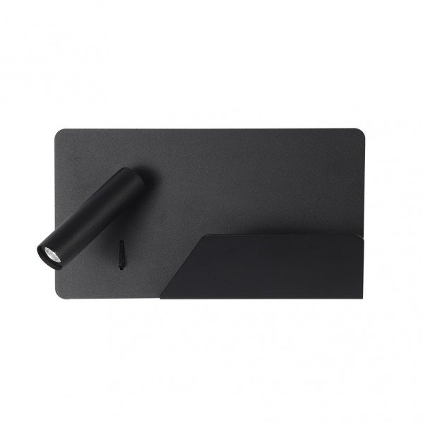 Aplique 3w 4000k Miguel Angel Izqdo Negro C/usb Y Estante 150lm 16x28x12 Cm Orientable