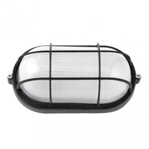 Aplique Ext.oval Aluminio Apus Grande 1xe27 Negro 11,5x27,5x15,5 Cm Ip44