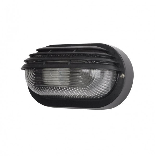 Aplique Ext.oval Canopus Peq.1xe27 Policarb.negro 10x20,5x11,5 Cm Ip44