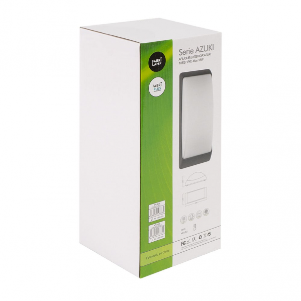 Aplique Exterior Azuki 1xe27 Negro Ip65 Policarbonato 12,9x32x13 Cm