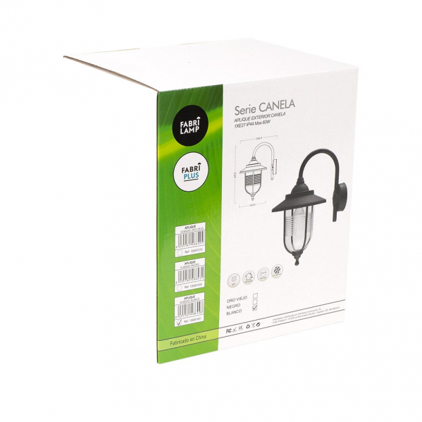 Aplique Exterior Canela 1xe27 Oro Viejo Ip44 Policarbonato 45,2x25,2x34,2 Cm