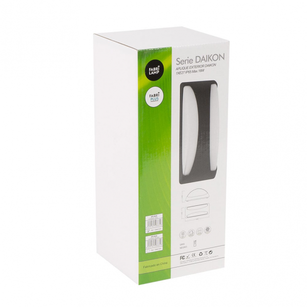 Aplique Exterior Daikon 1xe27 Negro Ip65 Policarbonato 13,2x32x13 Cm
