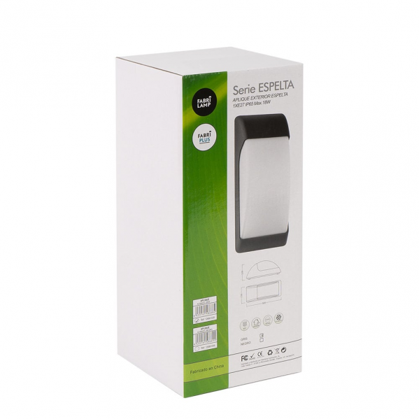 Aplique Exterior Espelta 1xe27 Negro Ip65 Policarbonato 32x12,9x13 Cm