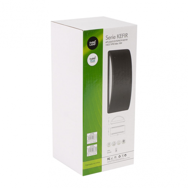 Aplique Exterior Kefir 1xe27 Negro Ip65 Policarbonato 13,2x32x13 Cm