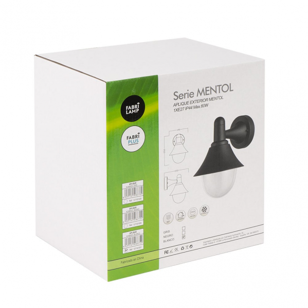 Aplique Exterior Mentol 1xe27 Gris Ip44 Policarbonato 25x18,1x23,2 Cm