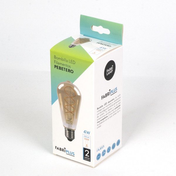 Bombilla Filamen.trenzado Pebetero 14x6,5d 4w 250lm E27 Ambar 2200k