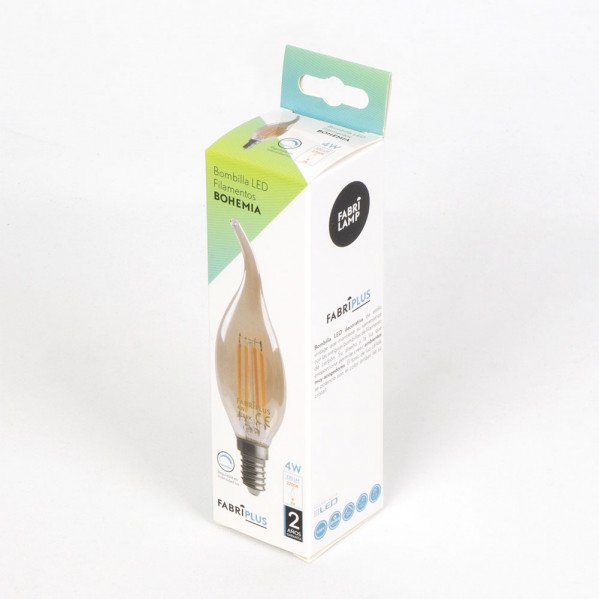 Bombilla Filamento Bohemia 12,3x3,5d 4w Regulable E14 330lm Ambar 2700k