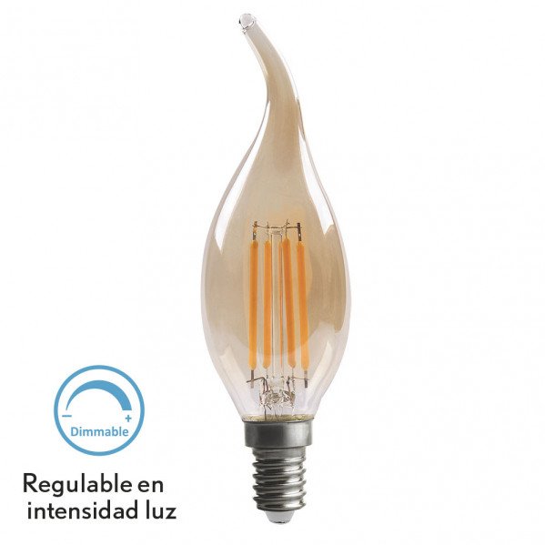 Bombilla Filamento Bohemia 12,3x3,5d 4w Regulable E14 330lm Ambar 2700k