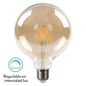 Bombilla Filamento Globo 16x12,5d 8w Regulable 700lm E27 Ambar 2700k