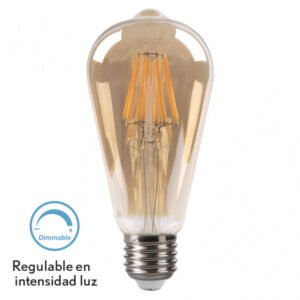 Bombilla Filamento Pebetero 14x6,5d 8w Regulable 700lm E27 Ambar 2700k