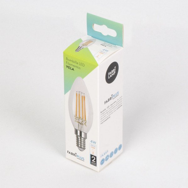 Bombilla Filamento Vela 10x3,5d 4w 450lm E14 Clara 2700k