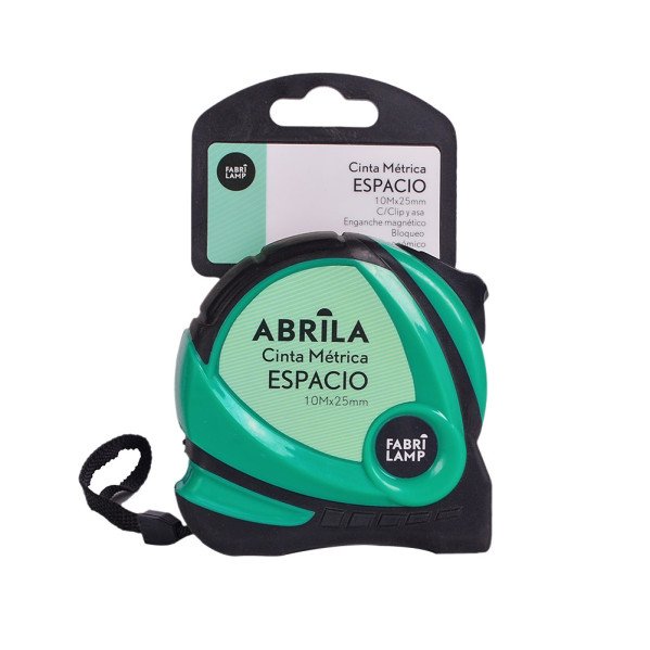 Cinta Metrica Espacio 10mx25mm Negr/verde Clip,asa Enganche Magnetico,bloqueo Y Ergonomico