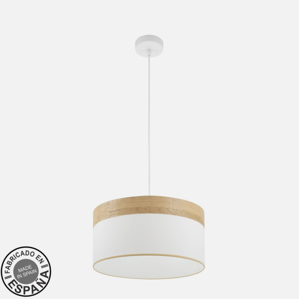 Colgante Cloe 1xe27 Blanco/blanca-madera Clara Regx40x40 cm