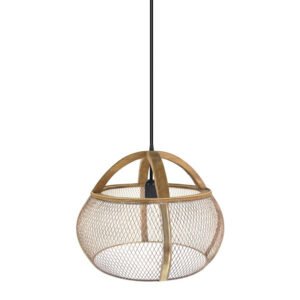 Colgante Ribeira Negro/cuero 1xe27 Regx43x43cm