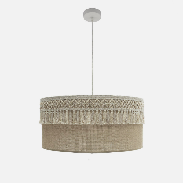 Colgante Ekaterina 3xe27 Blanco/saco Regx60x60 Cm Con Pasamaneria