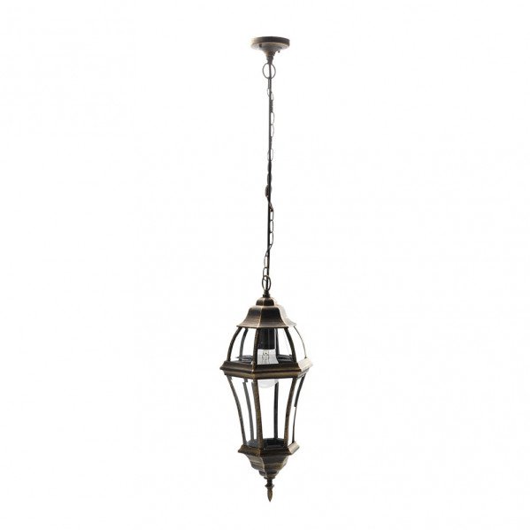 Colgante Exterior Aluminio Becrux 1xe27 Neg/oro Regx24x24 Cm Ip44