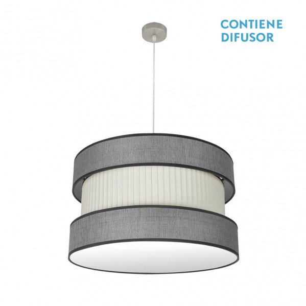 Colgante Home 3xe27 Niquel/gris-beis Regx60x60 Cm