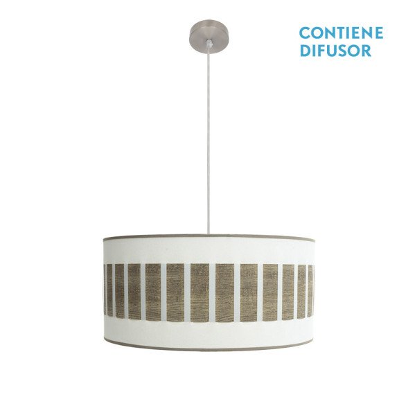 Colgante Ivanna 2xe27 Niquel/blanco-madera Gris Regx50x50 Cm