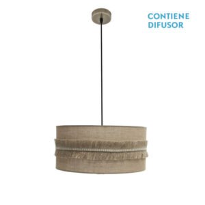 Colgante Kala 2xe27 Cuero/saco Regx50x50 Cm Con Flecos