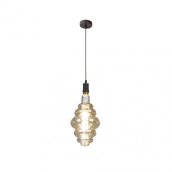 Colgante Loreto 1xe27 Marron/ambar Bombilla Incluida 8w 3000k 620lm Regx20x20 Cm