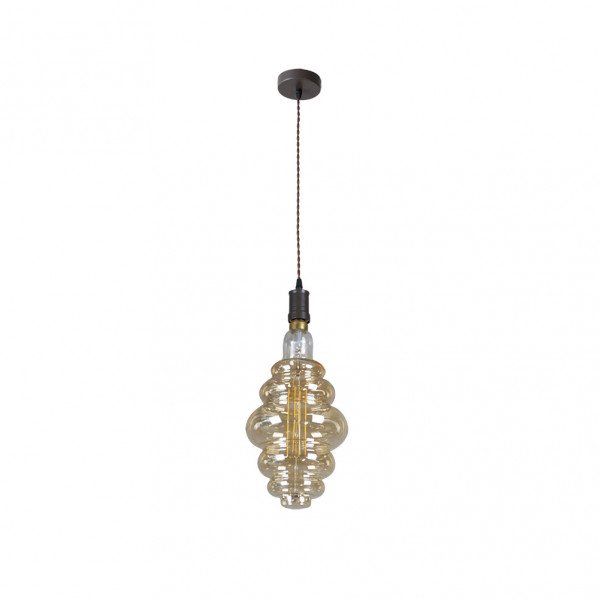 Colgante Loreto 1xe27 Marron/ambar Bombilla Incluida 8w 3000k 620lm Regx20x20 Cm