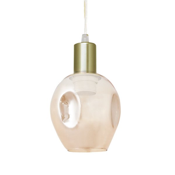Colgante Meteoro 1xe27 Cuero/ambar Regx14 3 Oquedades